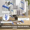 Tendedero Vertical de 3 Niveles con 6 Ruedas 2 Laterales Abatibles Estantes Ajustables y Marco de Acero Inoxidab... - Ogal.Es
