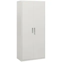 Archivador con Llave Estantes Ajustable Armario Archivador Metálico para Oficina Estudio Salón 80x40x180 cm Blanco - Ogal.Es