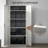 Archivador con Llave Estantes Ajustable Armario Archivador Metálico para Oficina Estudio Salón 80x40x180 cm Blanco - Ogal.Es