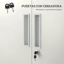 Archivador con Llave Estantes Ajustable Armario Archivador Metálico para Oficina Estudio Salón 80x40x180 cm Blanco - Ogal.Es