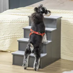 Escalera para Mascotas Escalones para Perros Gatos con Acolchados Desmontables Carga 30 kg 40x59x54,2 cm Gris - Ogal.Es