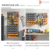 Estantería de Pared para Herramientas 95x54 cm con 28 Cajas Apilables y Diferentes Ganchos Gris y Naranja - Ogal.Es