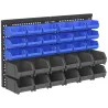 Estantería de Pared para Herramientas de 33 Piezas 63x18x37,5 cm con 30 Cajas Desmontable y 2 Paneles Azul y Gris - Ogal.Es