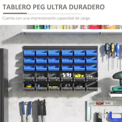 Estantería de Pared para Herramientas de 33 Piezas 63x18x37,5 cm con 30 Cajas Desmontable y 2 Paneles Azul y Gris - Ogal.Es
