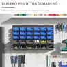 Estantería de Pared para Herramientas de 33 Piezas 63x18x37,5 cm con 30 Cajas Desmontable y 2 Paneles Azul y Gris - Ogal.Es
