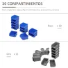 Estantería de Pared para Herramientas de 33 Piezas 63x18x37,5 cm con 30 Cajas Desmontable y 2 Paneles Azul y Gris - Ogal.Es