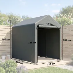 Carpa para Herramientas 1,2x1,8x1,65 m con 2 Habitaciones Puerta con Cremallera Impermeable Anti-UV Gris Oscuro - Ogal.Es