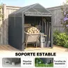 Carpa para Herramientas 1,2x1,8x1,65 m con 2 Habitaciones Puerta con Cremallera Impermeable Anti-UV Gris Oscuro - Ogal.Es