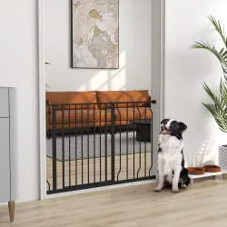 Barrera para Mascotas con 2 Extensiones Montaje a Presión Doble Bloqueo para Puerta Pasillo Escalera 75-115x76 c... - Ogal.Es