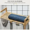 Cesto de la Ropa Sucia de Bambú con 2 Bolsas Extraíbles y Estante Carga 20kg 2x40,6L 64x33x73 cm Natural - Ogal.Es