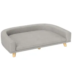 Sofá para Perros Grandes Cama Elevada para Perros con Cojín Lavable y Patas de Madera Carga 30 kg 98x67x25 cm Gr... - Ogal.Es