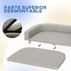 Sofá para Perros Grandes Cama Elevada para Perros con Cojín Lavable y Patas de Madera Carga 30 kg 98x67x25 cm Gr... - Ogal.Es