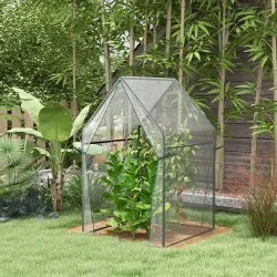 Invernadero de Terraza con 2 Puertas con Cremallera Anti-UV para Cultivo de Plantas Flores 90x90x145 cm Transpar... - Ogal.Es
