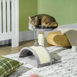 Árbol Rascador para Gatos Pequeños Altura 46 cm con Poste Tablero para Rascar Plataformas y Bola 35,5x37x46 cm Gris - Ogal.Es