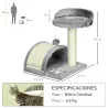 Árbol Rascador para Gatos Pequeños Altura 46 cm con Poste Tablero para Rascar Plataformas y Bola 35,5x37x46 cm Gris - Ogal.Es