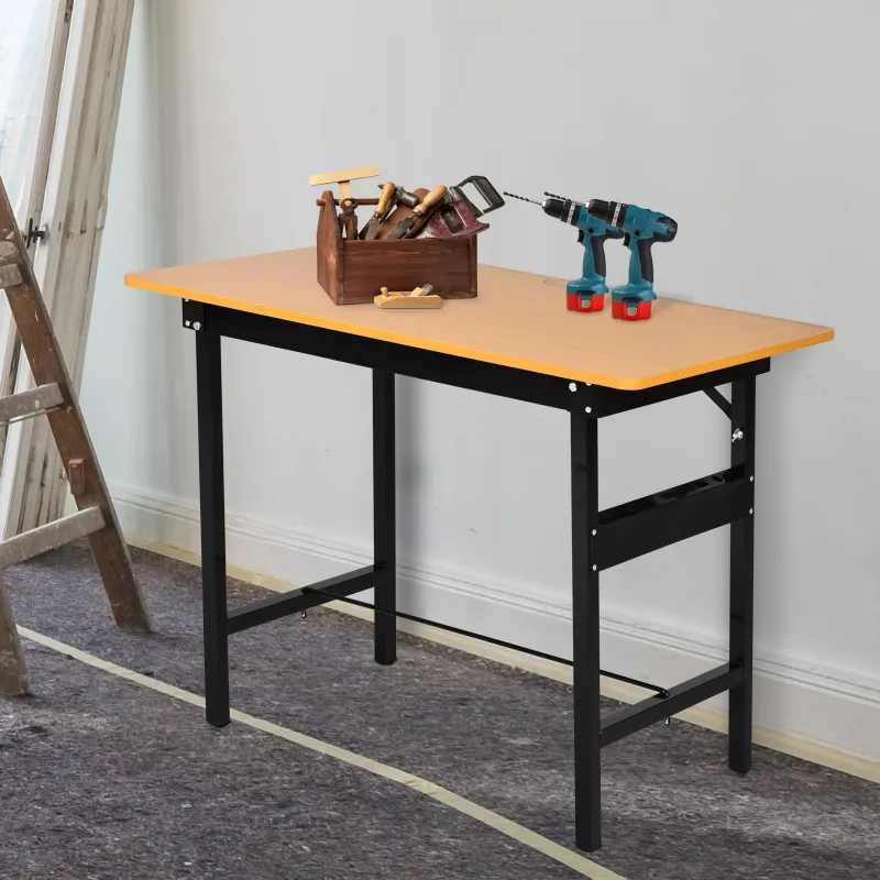 Banco de Trabajo Plegable con Regla Transportador Carga 100 kg 100x60x75,5 cm Natural y Negro - Ogal.Es