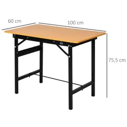 Banco de Trabajo Plegable con Regla Transportador Carga 100 kg 100x60x75,5 cm Natural y Negro - Ogal.Es