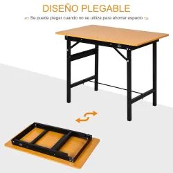 Banco de Trabajo Plegable con Regla Transportador Carga 100 kg 100x60x75,5 cm Natural y Negro - Ogal.Es