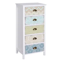 Sifonier con 5 Cajones con Frontales Estampados y Tiradores Vintage Mueble Cajonera para Salón 46x34x97,5 cm Mul... - Ogal.Es