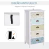 Sifonier con 5 Cajones con Frontales Estampados y Tiradores Vintage Mueble Cajonera para Salón 46x34x97,5 cm Mul... - Ogal.Es