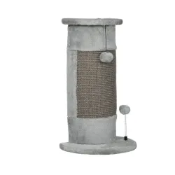 Rascador para Gatos Arañador para Gatos con Poste de Sisal y Bolas Colgantes 34x25,5x58 cm Gris - Ogal.Es
