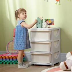 Cajonera de Plástico Organizador para Niños con 3 Cajones Asas para Juguetes Ropa Libros 37x37x56,5 cm Beige - Ogal.Es