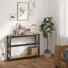 Mesa de Entrada de 2 Niveles con Estación de Carga 2 USB y Marco de Acero Mueble de Recibidor 100x24x75cm Marrón... - Ogal.Es