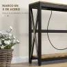 Mesa de Entrada de 2 Niveles con Estación de Carga 2 USB y Marco de Acero Mueble de Recibidor 100x24x75cm Marrón... - Ogal.Es