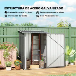 Caseta de Jardín Metálica 0,92 m² 100x103x160 cm con 1 Puerta y Cerradura para Almacenamiento de Herramientas Gris - Ogal.Es