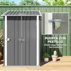 Caseta de Jardín Metálica 0,92 m² 100x103x160 cm con 1 Puerta y Cerradura para Almacenamiento de Herramientas Gris - Ogal.Es