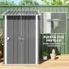 Caseta de Jardín Metálica 0,92 m² 100x103x160 cm con 1 Puerta y Cerradura para Almacenamiento de Herramientas Gris - Ogal.Es