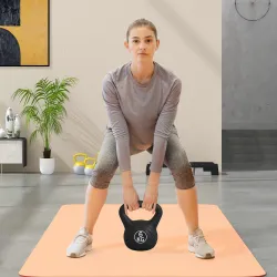Pesa Rusa de 6 kg Kettlebell Relleno de Arena con Mango Ancho Antideslizante para Entrenamiento 20x13x22 cm Negro - Ogal.Es