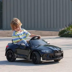 Coche de Batería para Niños 12V BMW M4 con Mando a Distancia Faros Bocina Música Velocidad 3-5 km/h Negro - Ogal.Es