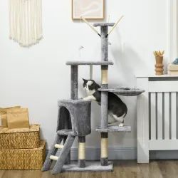 Árbol para Gatos de 134,2 cm con Nidos Plataformas Casetas Ratón de Juego Hamaca y Postes de Sisal 50x35x134,2 c... - Ogal.Es