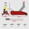 Gato Hidráulico de 2 Toneladas con Altura Ajustable 12-30 cm y 4 Ruedas para Apoyar Coches Rojo y Amarillo - Ogal.Es