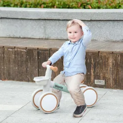 Bicicleta sin Pedales para Niños de 12-36 Meses con Asiento Ajustable Cesta y 4 Ruedas Silenciosas 56x27x39 cm V... - Ogal.Es
