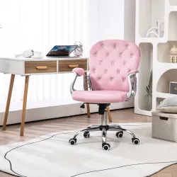 Silla de Escritorio de Terciopelo con Altura Ajustable Reposabrazos y Decoraciones de Diamantes 59,5x60,5x93-103... - Ogal.Es