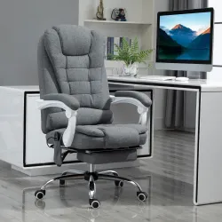 Silla de Oficina con 6 Puntos de Masaje Función de Calentamiento Reposapiés y Control Remoto 65x70x111-119 cm Gris - Ogal.Es