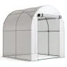 Invernadero de Jardín 180x180x200 cm Invernadero de Túnel Pequeño con Puerta Enrollable y Ventana de Malla Blanco - Ogal.Es