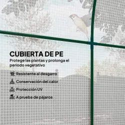 Invernadero de Jardín 180x180x200 cm Invernadero de Túnel Pequeño con Puerta Enrollable y Ventana de Malla Blanco - Ogal.Es