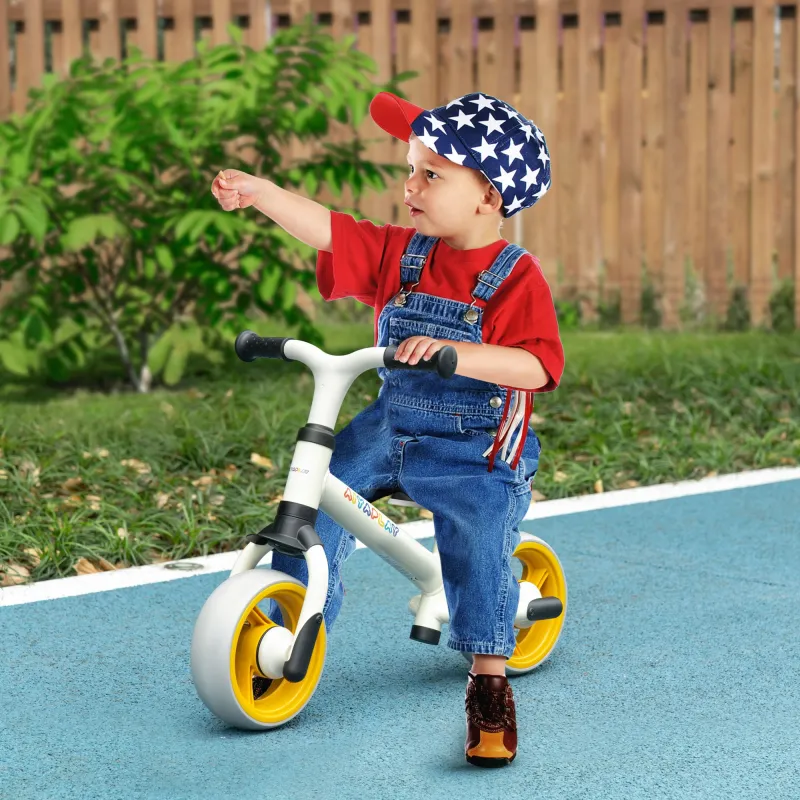 Bicicleta de Equilibrio Infantil +18 Meses con Asiento Ajustable en Altura Carga 25 kg 66,5x34x47 cm Blanco y Na... - Ogal.Es