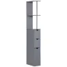 Columna de Baño Moderno Mueble Auxiliar de Baño con 2 Estantes 2 Cajones y 1 Puerta Antivuelco 15x33x136,8 cm Gris - Ogal.Es