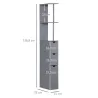 Columna de Baño Moderno Mueble Auxiliar de Baño con 2 Estantes 2 Cajones y 1 Puerta Antivuelco 15x33x136,8 cm Gris - Ogal.Es