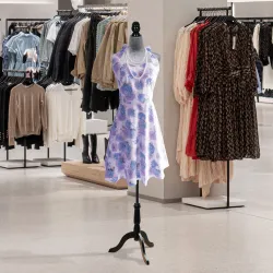 Maniquí de Costura Ajustable a 130-168 cm con Trípode de Madera para Fotografía de Moda Exposición de Prendas Gris - Ogal.Es