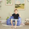 Sofá Infantil Plegable 2 en 1 Tapizado de Tela Luminosa con Patrón Cósmico Cojín y Funda Lavables Azul - Ogal.Es