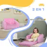 Sofá Infantil Plegable 2 en 1 Tapizado de Tela Luminosa con Patrón de Nubes Cojín y Funda Lavables Rosa - Ogal.Es