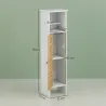 Mueble Auxiliar de Baño con Portarrollos de Papel Estantes Ajustable y Puerta de Bambú 21x17x78 cm Blanco y Natural - Ogal.Es