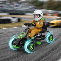 Coche de Pedales para Niños de 5-12 Años con Asiento Ajustable Neumáticos Inflables Amortiguador Carga 50kg Negr... - Ogal.Es