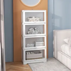 Vitrina Coleccionista de 4 Niveles con Puertas Abatibles Anti-vuelco Vitrina para Estudio Dormitorio 59x30x139 c... - Ogal.Es