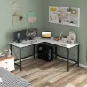 Escritorio Esquinero Moderno con Marco de Acero Carga 70 kg para Oficina Hogar Estudio 150x150x76 cm Blanco - Ogal.Es